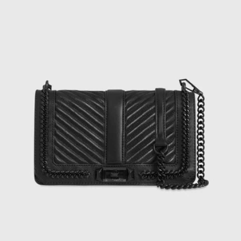 Rebecca Minkoff Chevron Quilted Love Crossbody with Chain Inset